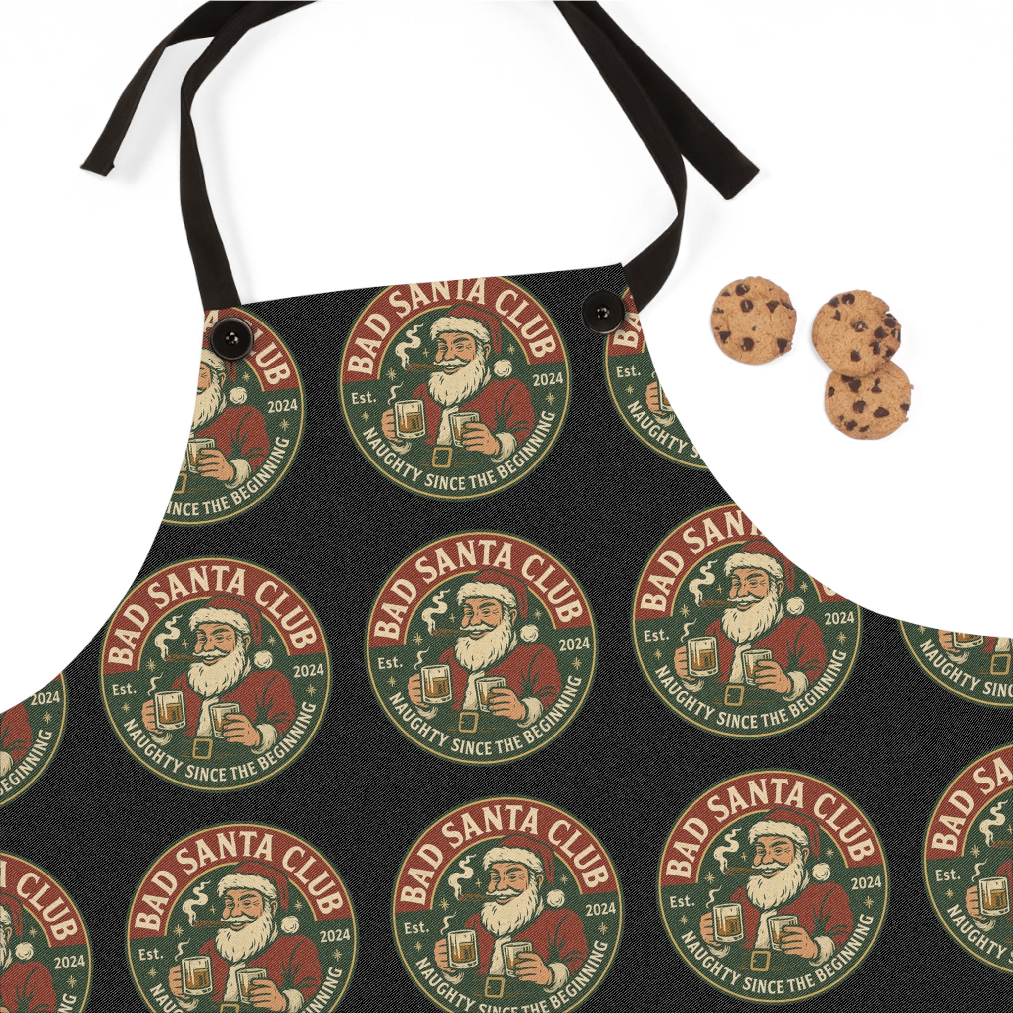 Christmas Chef Apron — 'Bad Santa Club' Retro Holiday Cooking Apron