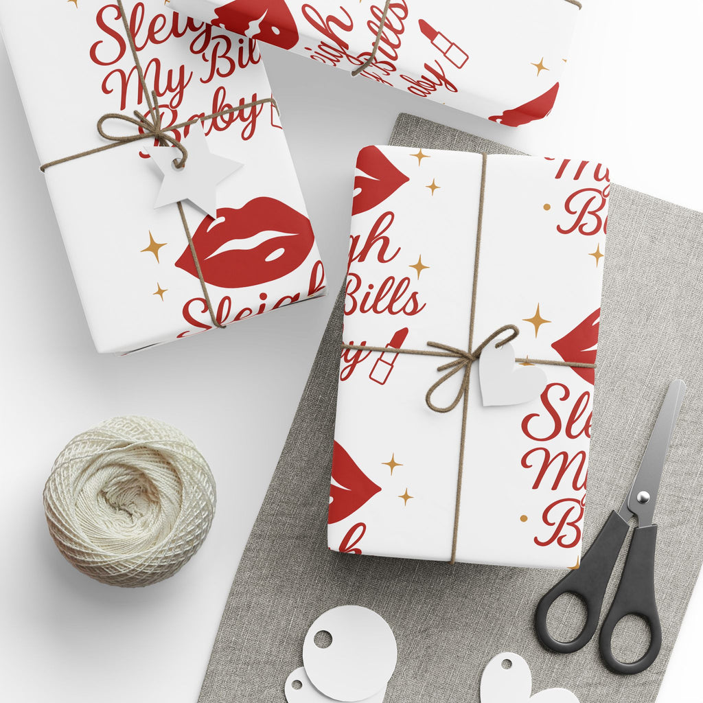 Sleigh My Bills Baby! - Festive Kiss Pattern Wrapping Paper