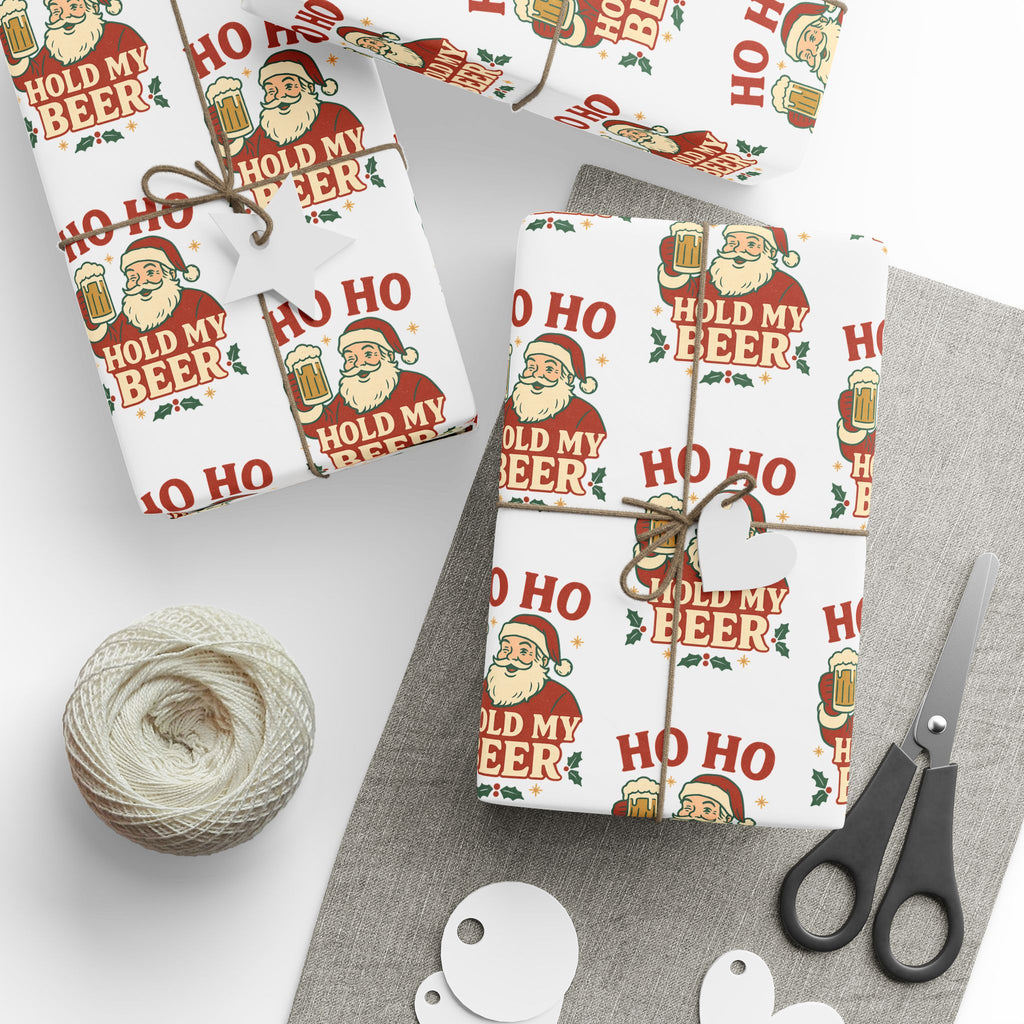 Retro Santa 'Ho Ho' Christmas Wrapping Paper – Vintage Holiday Gift Wrap