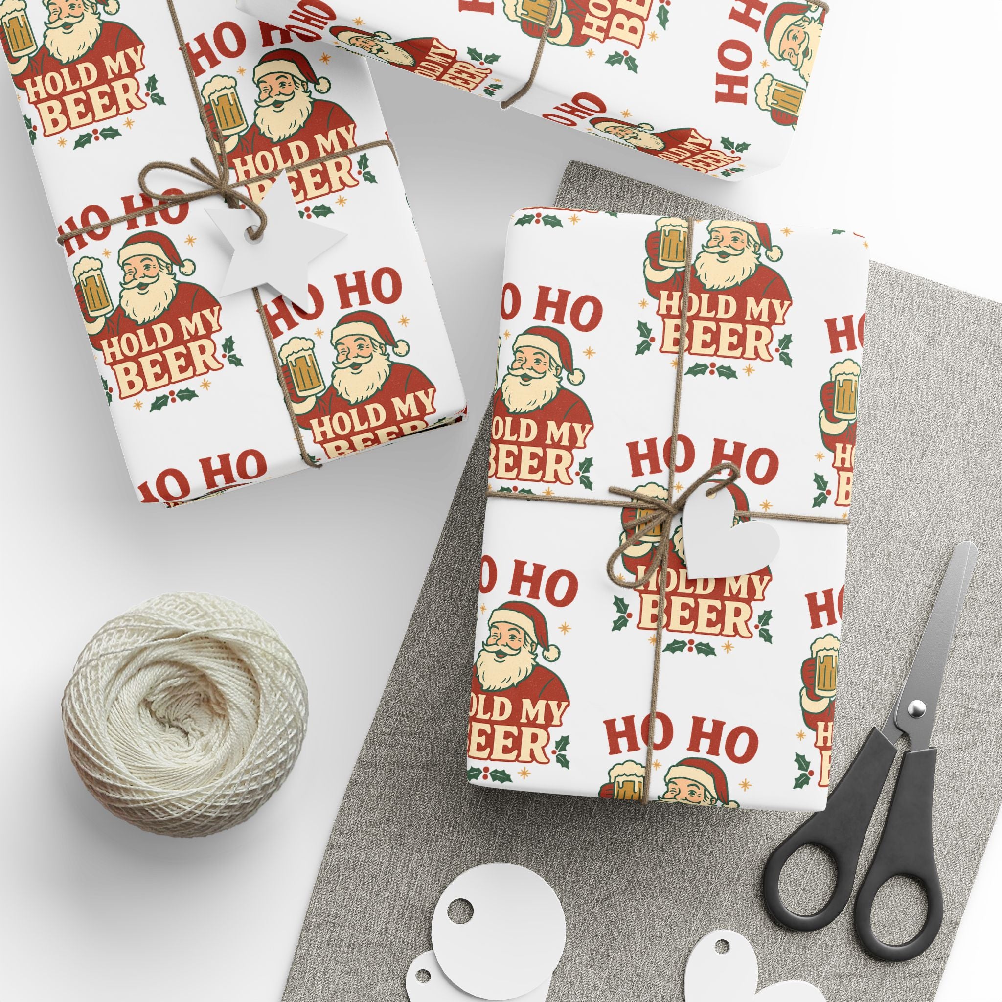 Retro Santa 'Ho Ho' Christmas Wrapping Paper – Vintage Holiday Gift Wrap