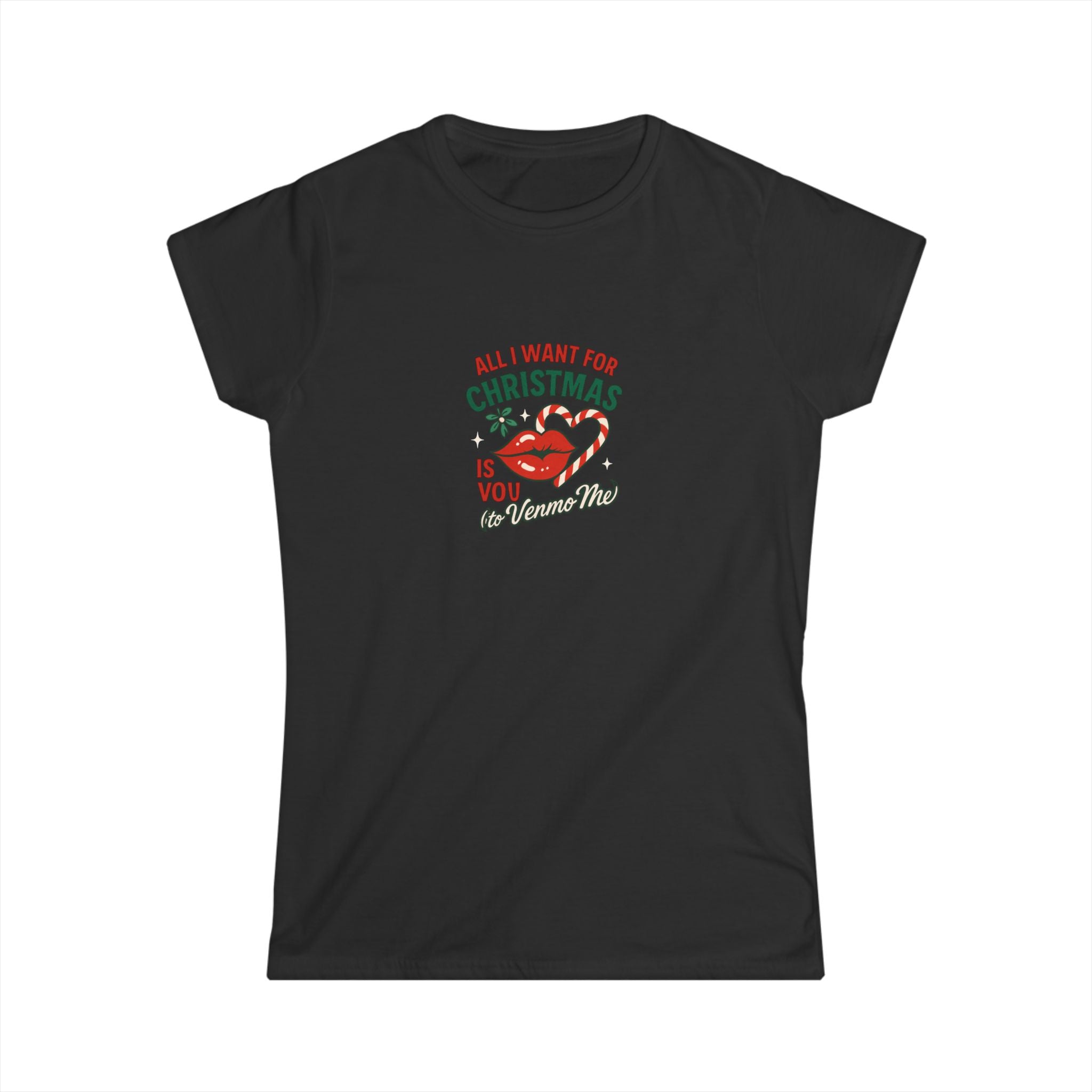 Women's Christmas Tee - "All I Want for Christmas Is You (A Mamma Mia)" Retro Holiday Graphic