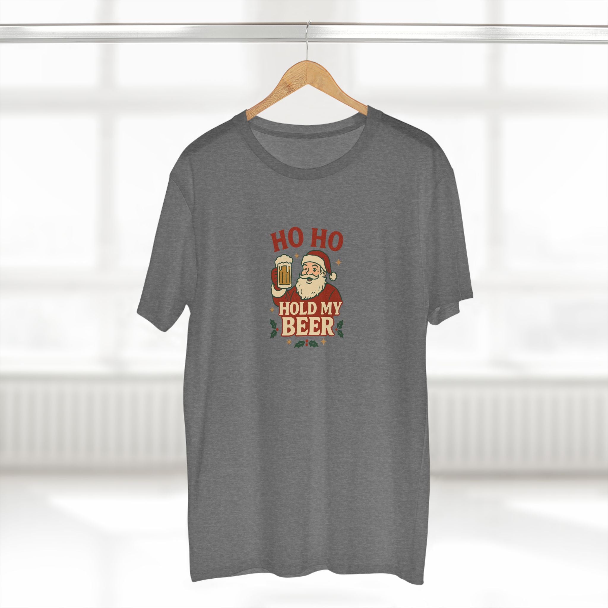 Christmas T-Shirt — "Ho Ho Hold My Beer" Santa Funny Holiday Tee