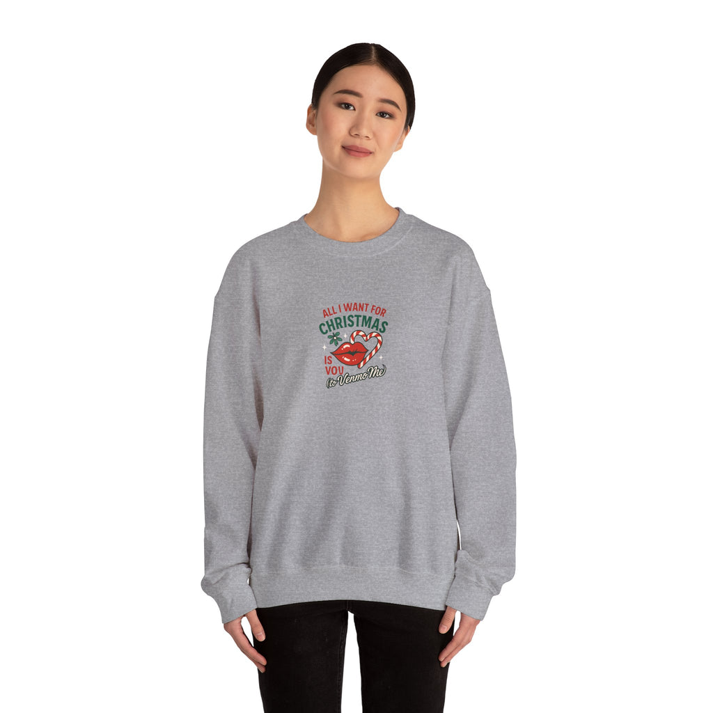 Christmas Kiss Crewneck Sweatshirt — "All I Want for Christmas Is You" Holiday Pullover