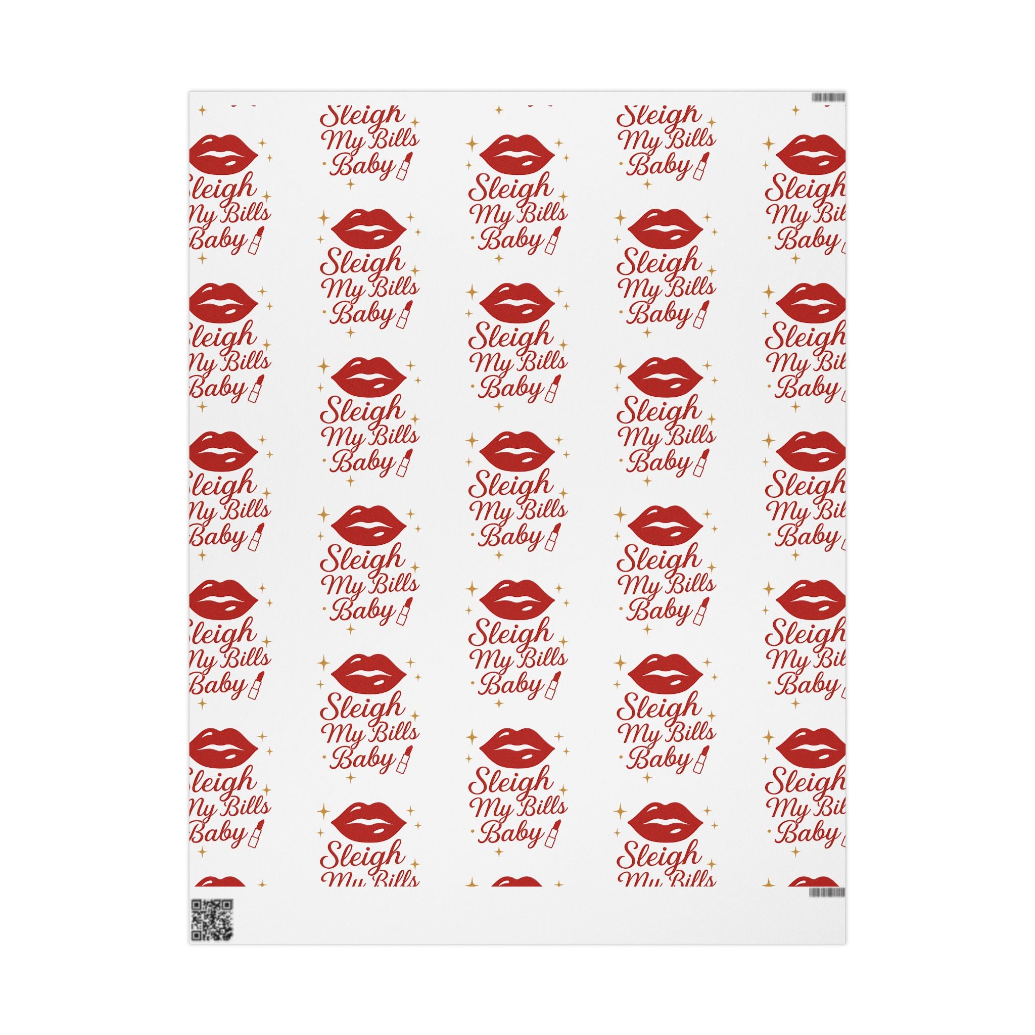 Sleigh My Bills Baby! - Festive Kiss Pattern Wrapping Paper