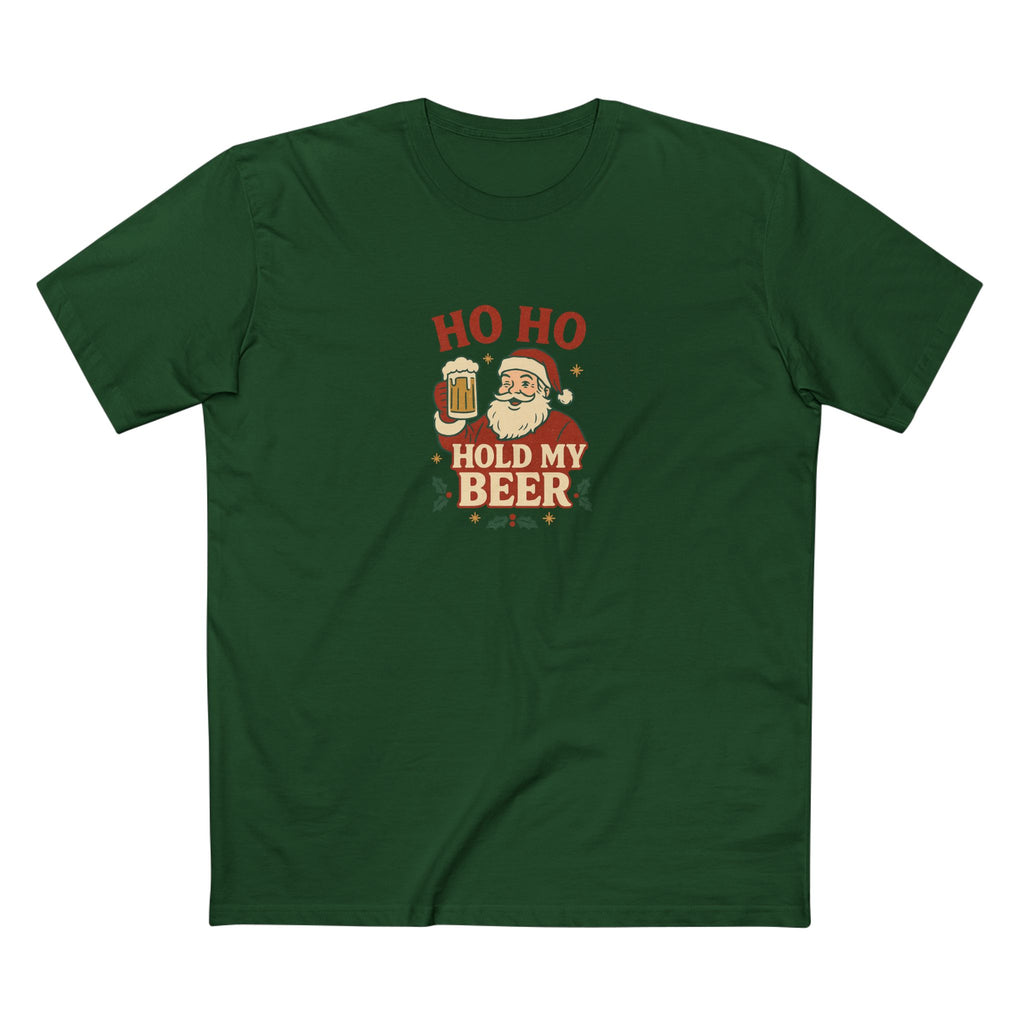 Christmas T-Shirt — "Ho Ho Hold My Beer" Santa Funny Holiday Tee