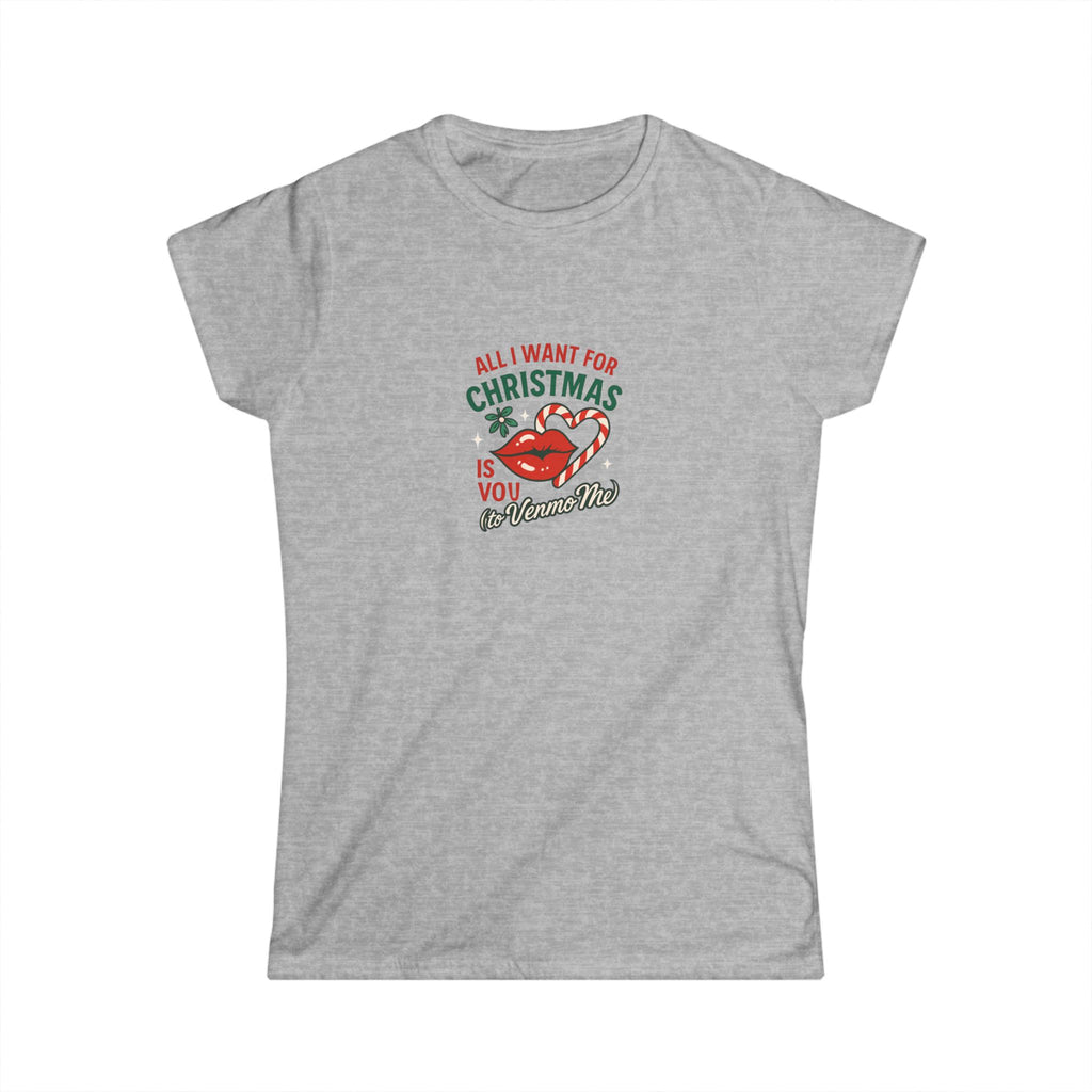 Women's Christmas Tee - "All I Want for Christmas Is You (A Mamma Mia)" Retro Holiday Graphic
