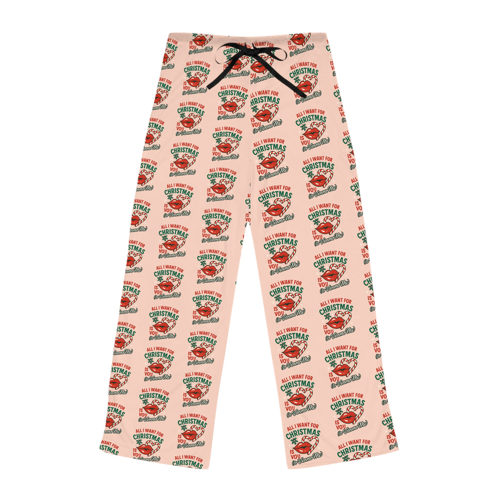 Women’s Christmas Pajama Pants – Retro Holiday Strawberry Print