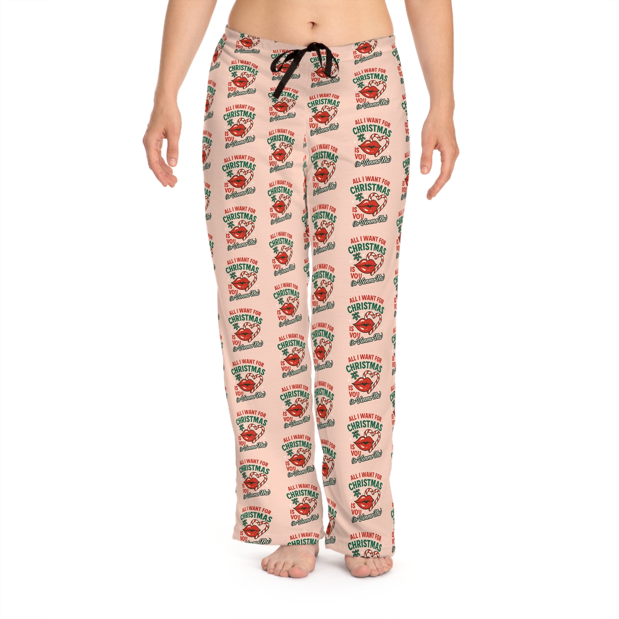 Women’s Christmas Pajama Pants – Retro Holiday Strawberry Print