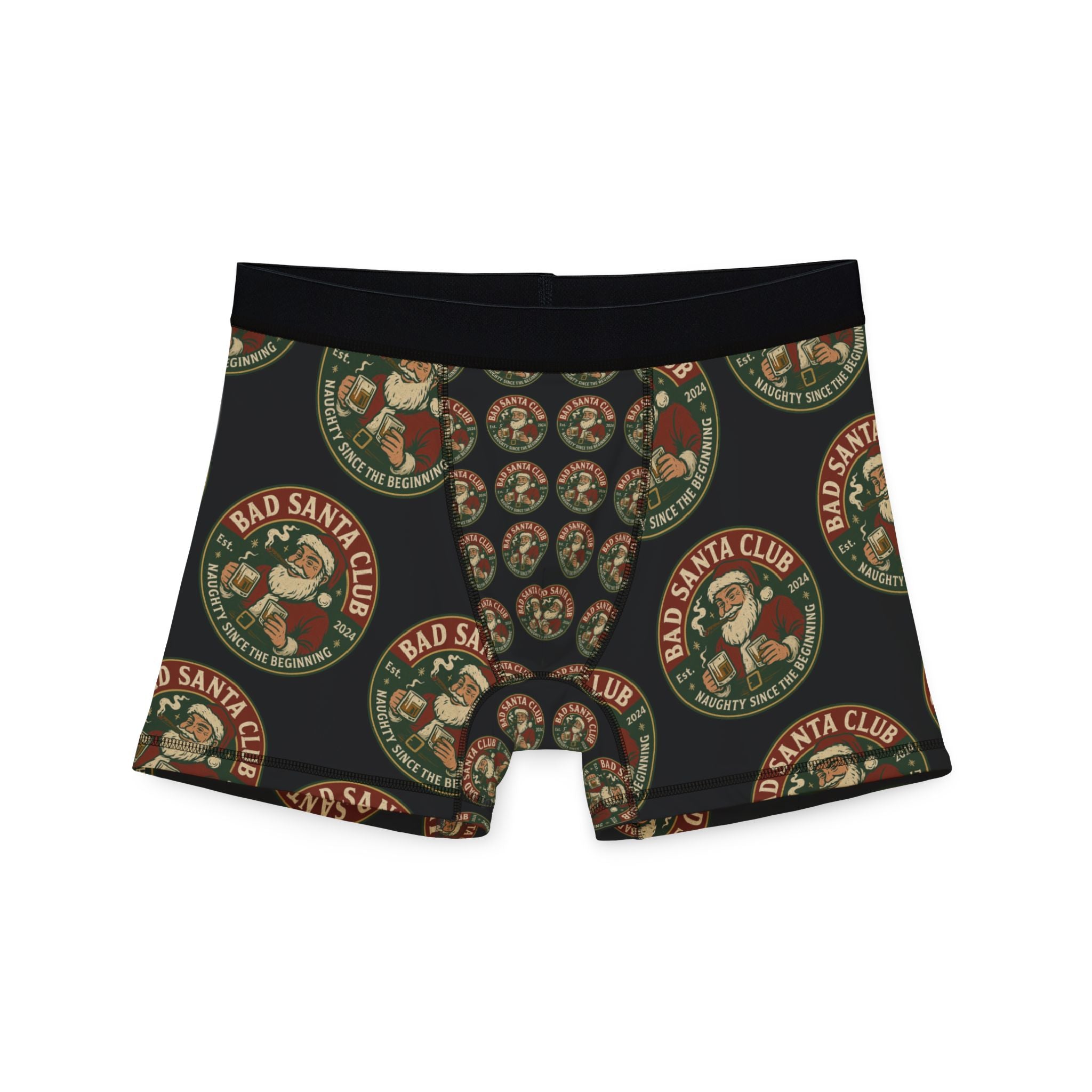 Men's Boxer Briefs with Repeating Holiday Wreath Pattern – All-Over Print