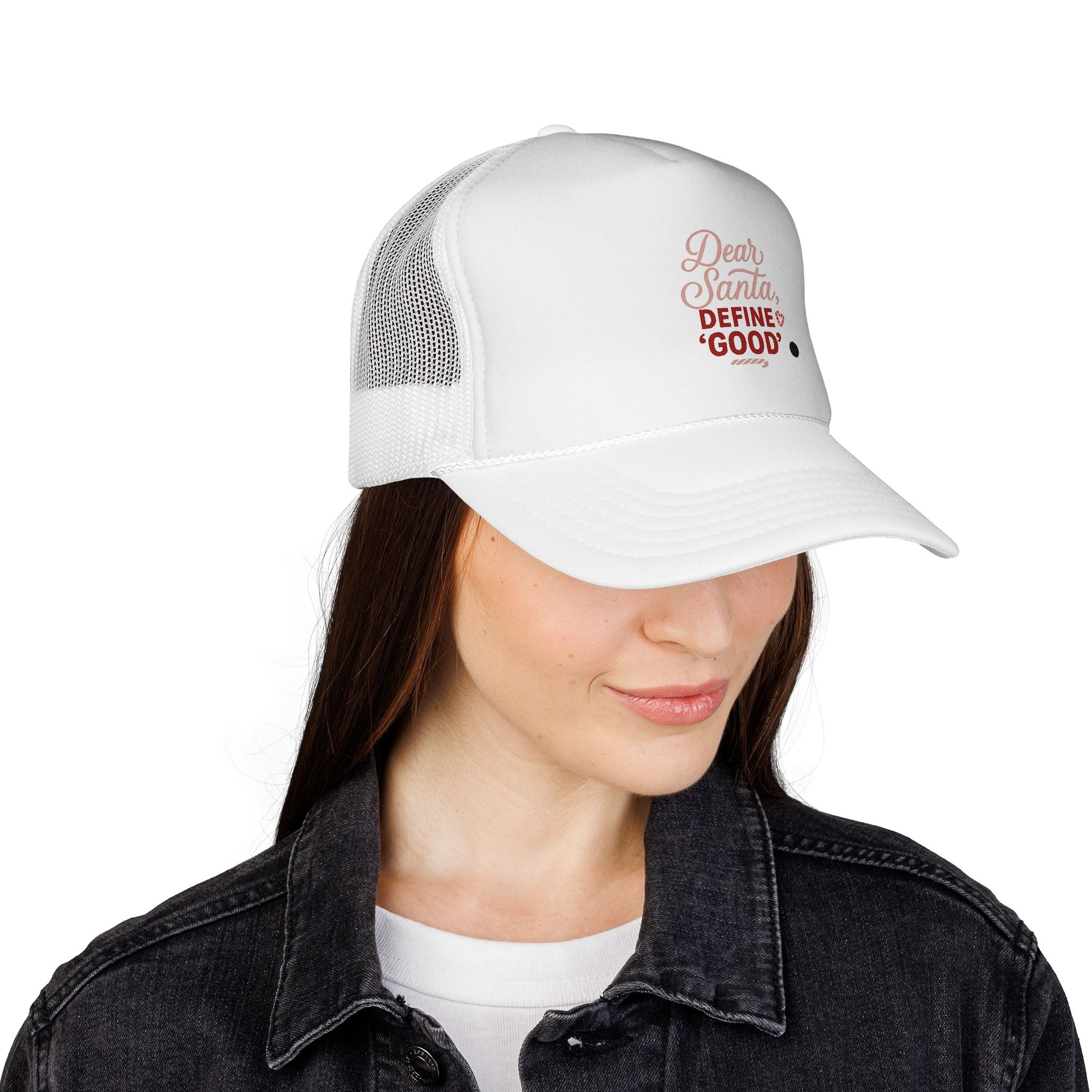 Trucker Cap - "Dear Santa, Define Good" Christmas Holiday Mesh Hat