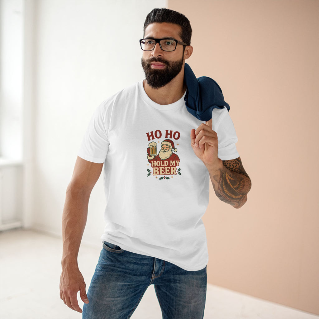 Christmas T-Shirt — "Ho Ho Hold My Beer" Santa Funny Holiday Tee