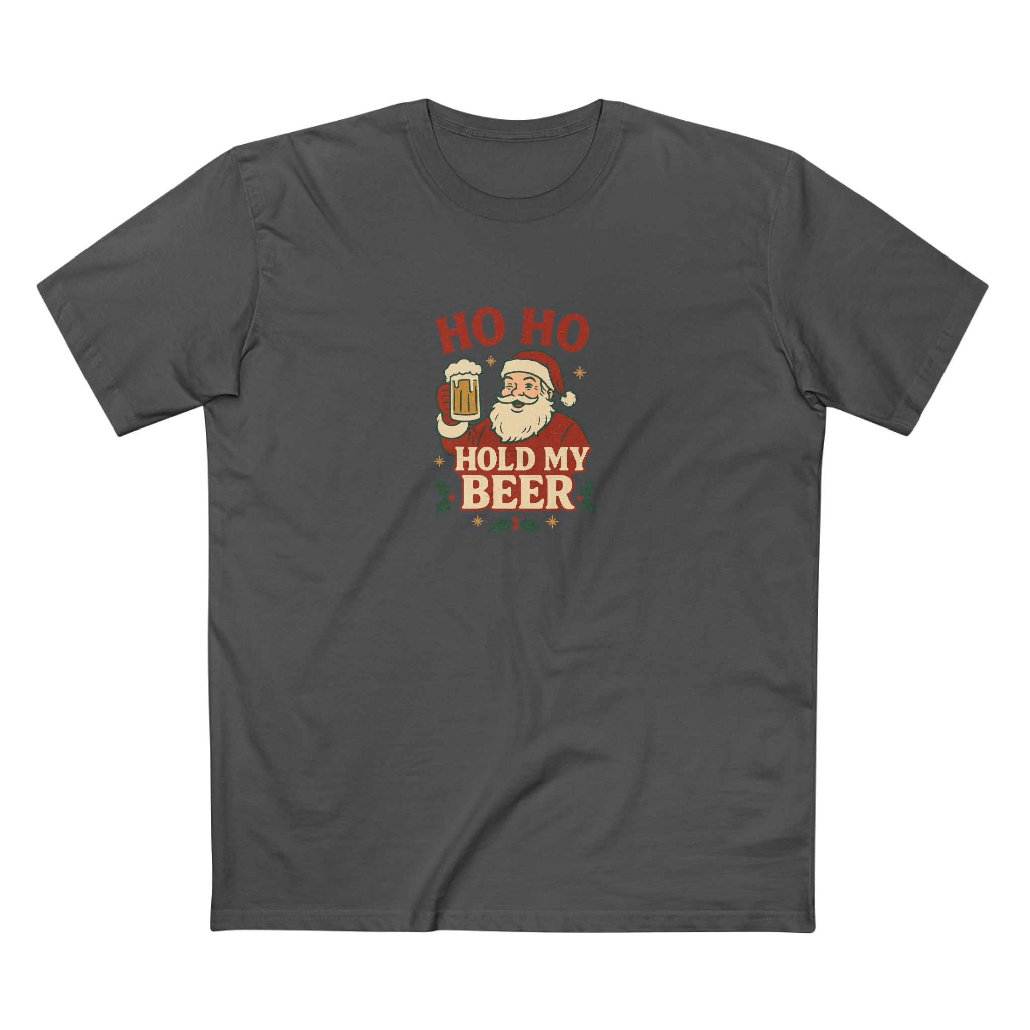 Christmas T-Shirt — "Ho Ho Hold My Beer" Santa Funny Holiday Tee