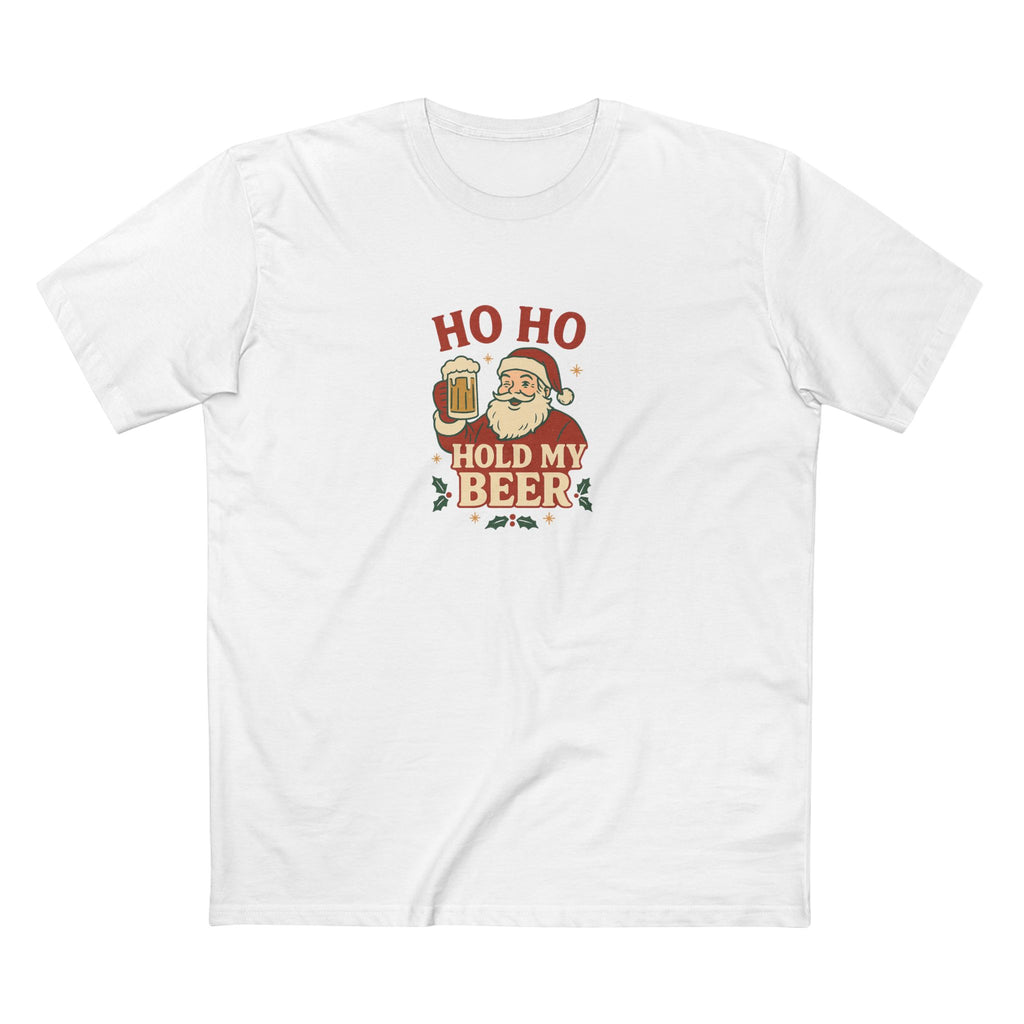 Christmas T-Shirt — "Ho Ho Hold My Beer" Santa Funny Holiday Tee