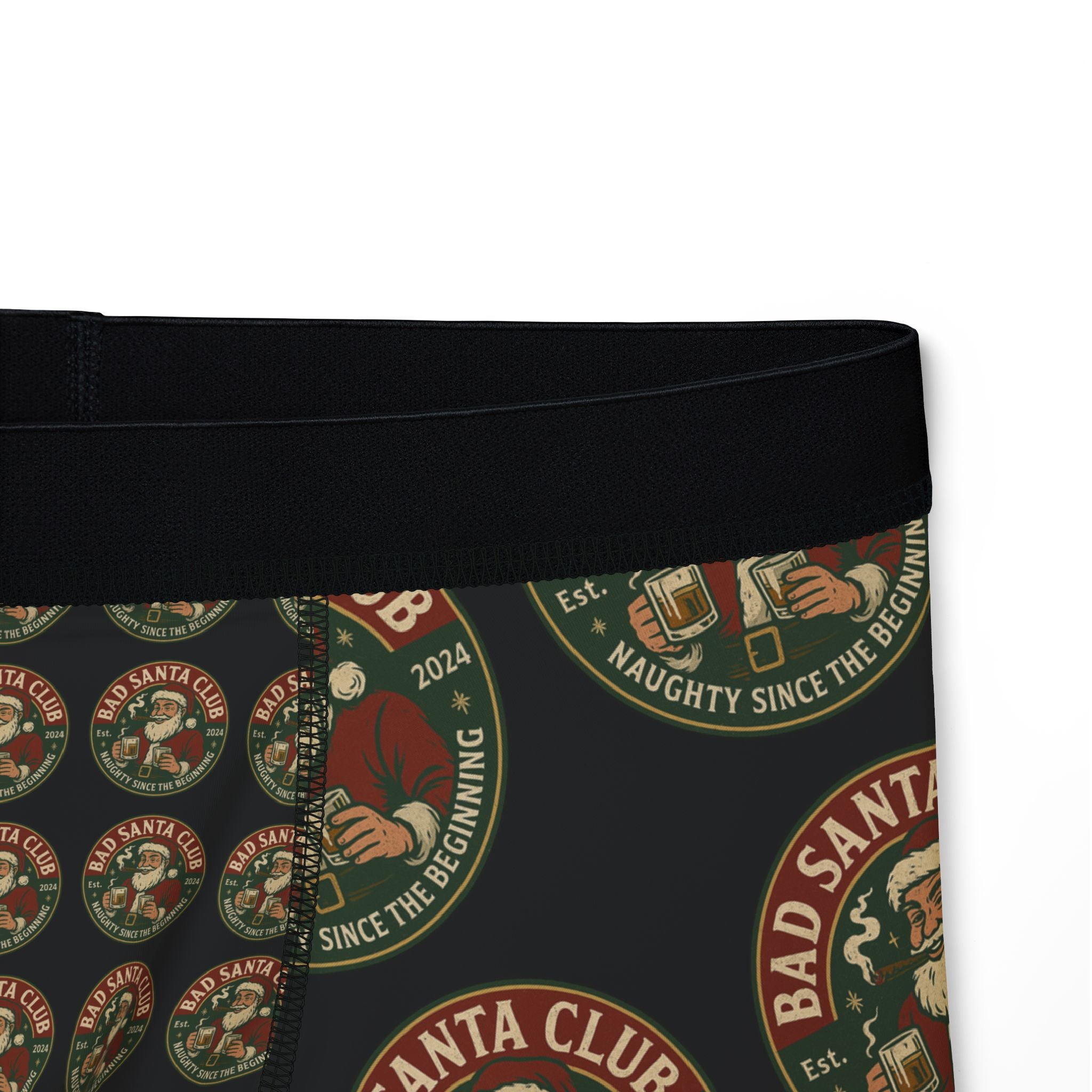 Men's Boxer Briefs with Repeating Holiday Wreath Pattern – All-Over Print