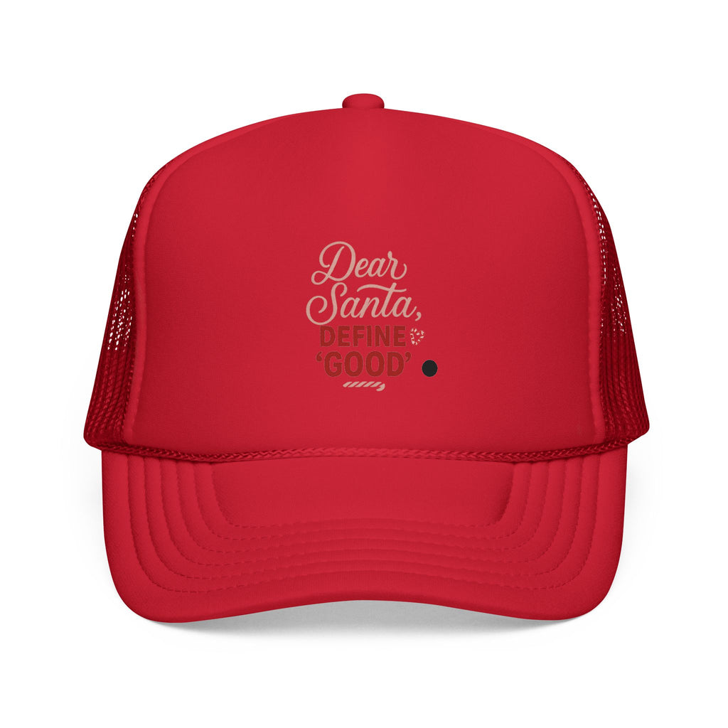 Trucker Cap - "Dear Santa, Define Good" Christmas Holiday Mesh Hat