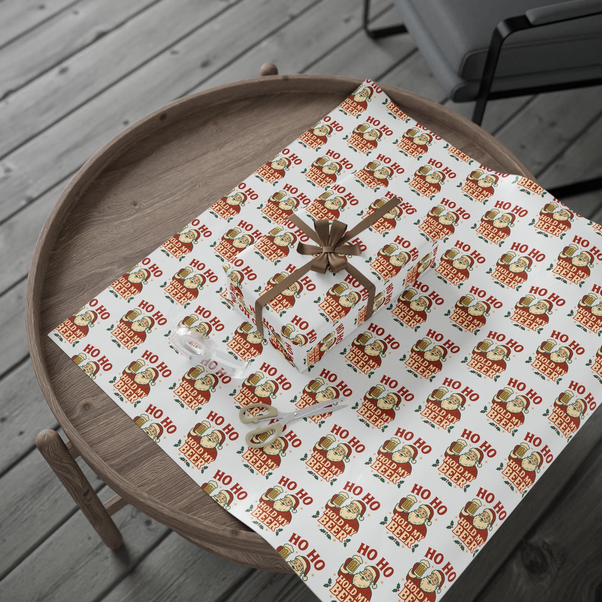 Retro Santa 'Ho Ho' Christmas Wrapping Paper – Vintage Holiday Gift Wrap