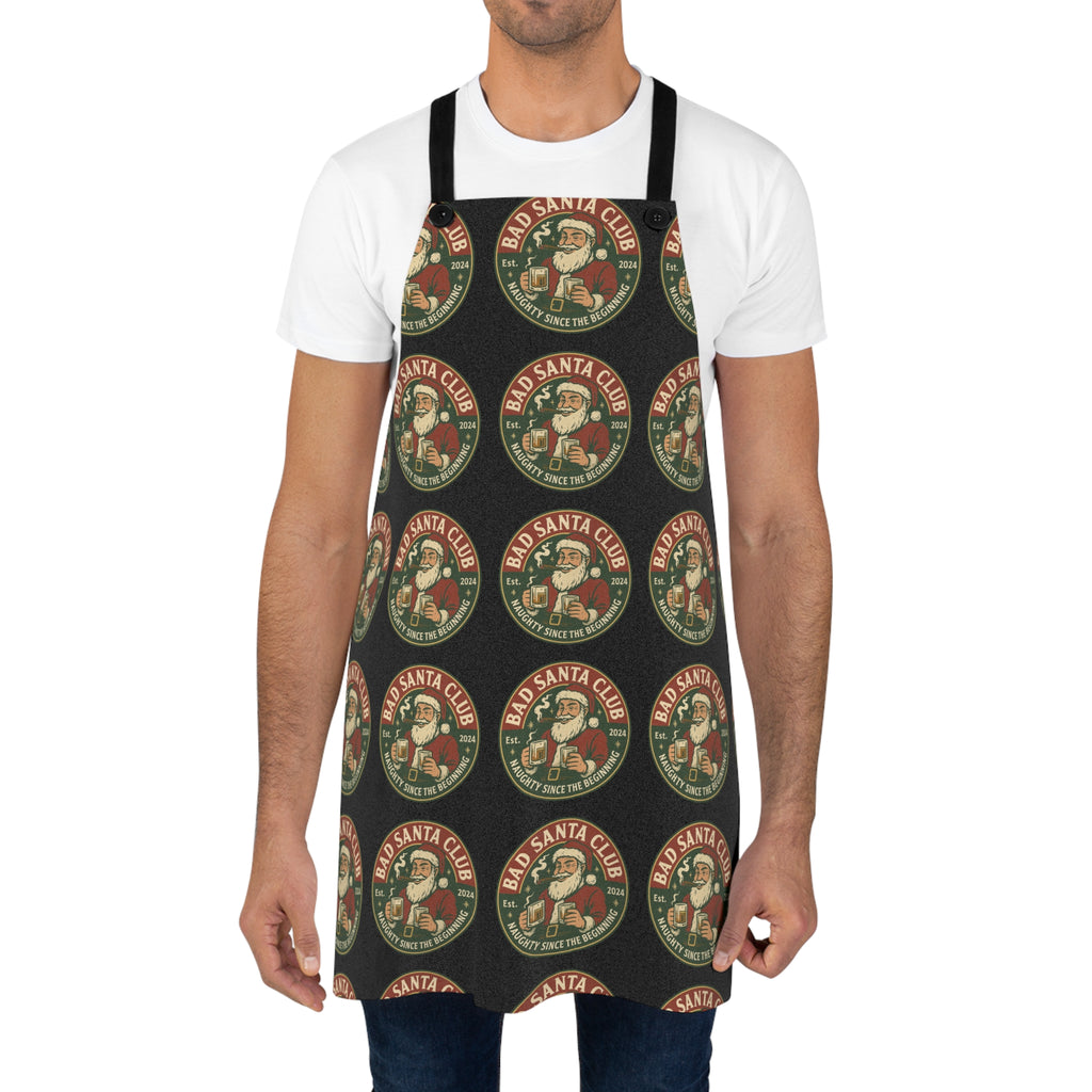 Christmas Chef Apron — 'Bad Santa Club' Retro Holiday Cooking Apron