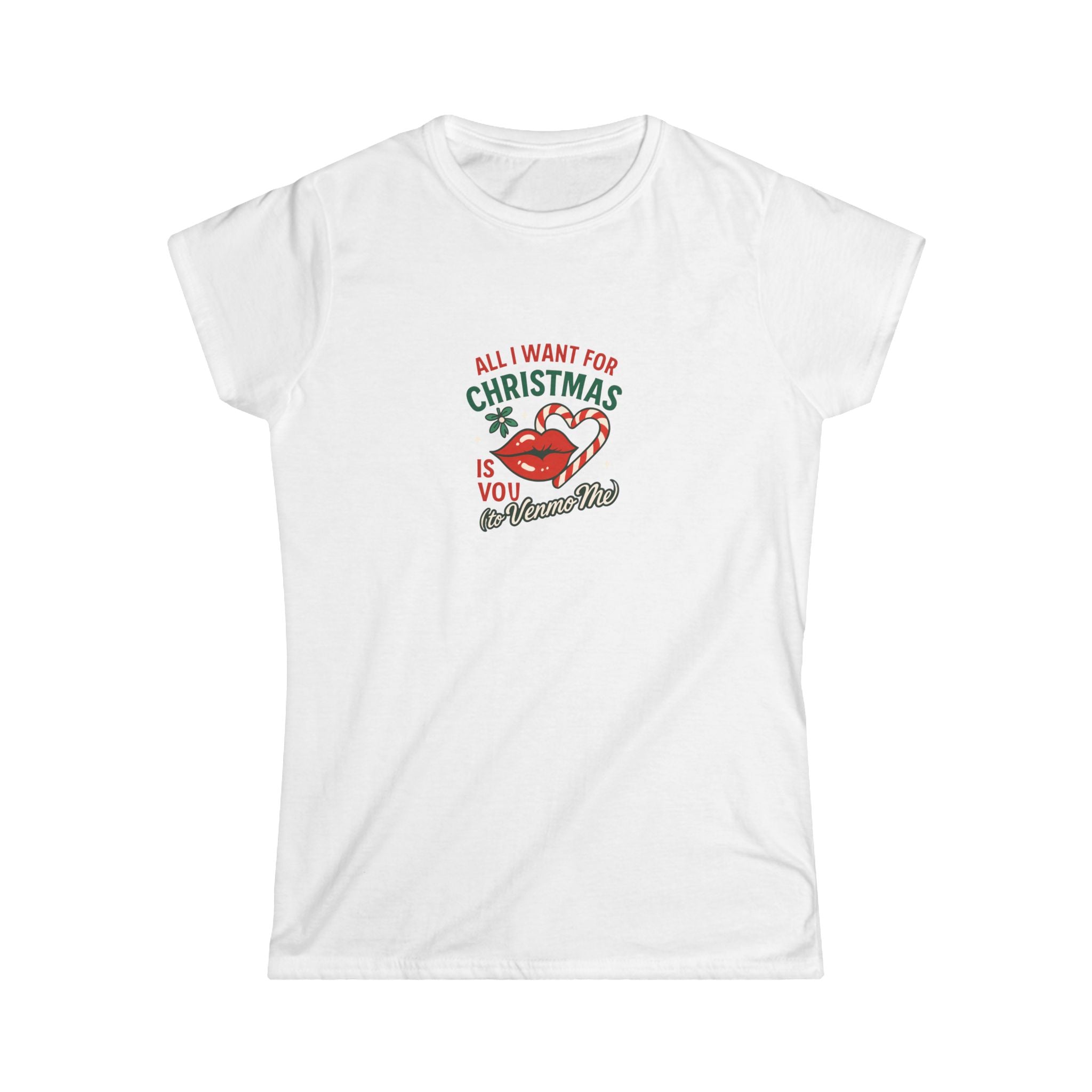 Women's Christmas Tee - "All I Want for Christmas Is You (A Mamma Mia)" Retro Holiday Graphic