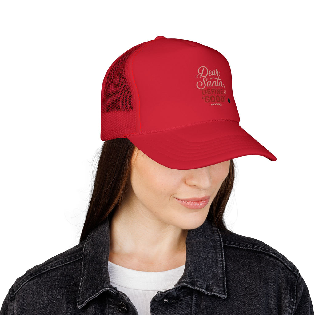 Trucker Cap - "Dear Santa, Define Good" Christmas Holiday Mesh Hat