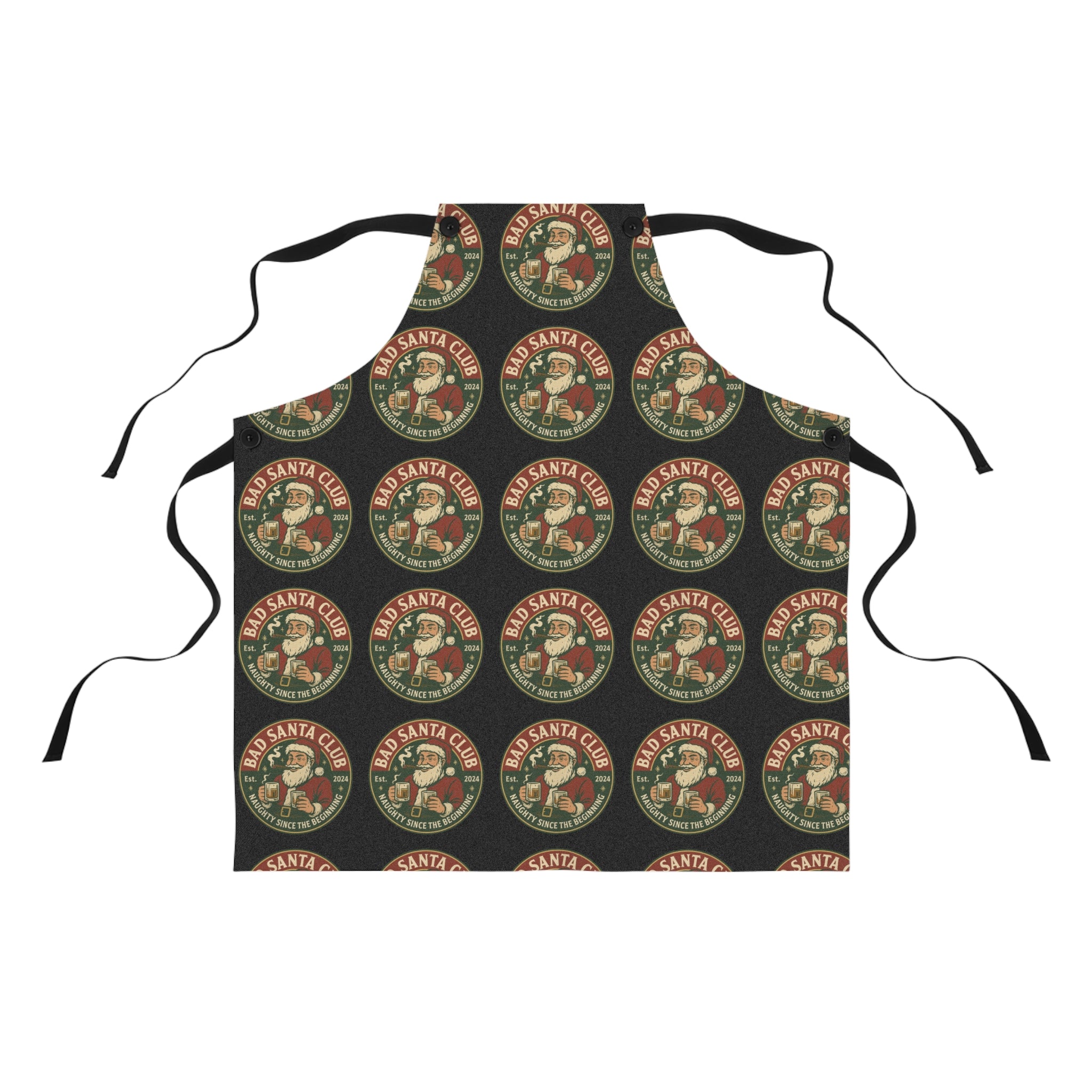 Christmas Chef Apron — 'Bad Santa Club' Retro Holiday Cooking Apron