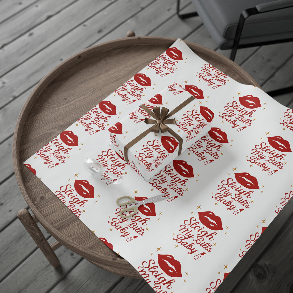 Sleigh My Bills Baby! - Festive Kiss Pattern Wrapping Paper