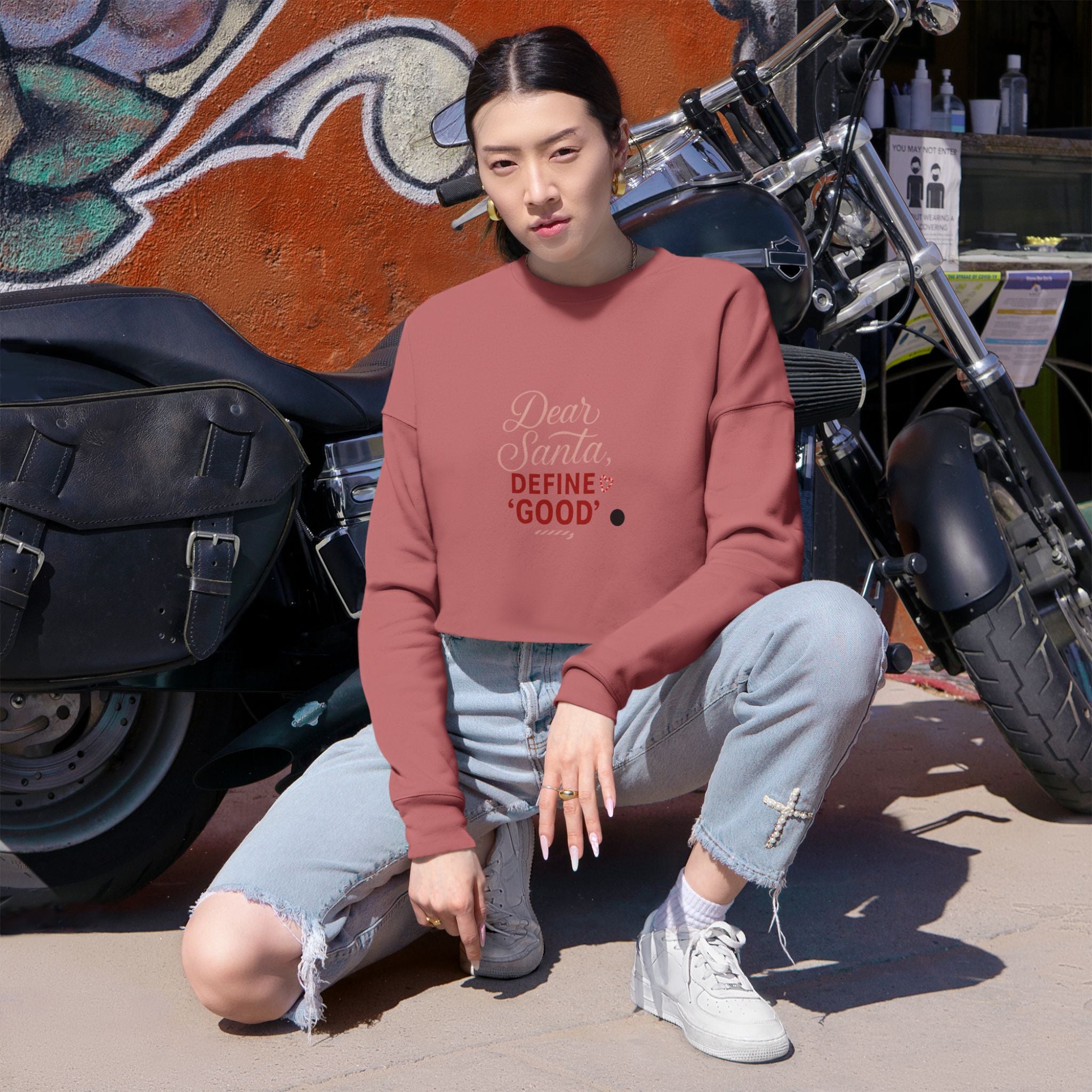 Dear Santa Define Good Cropped Sweatshirt — Women's Holiday Pullover