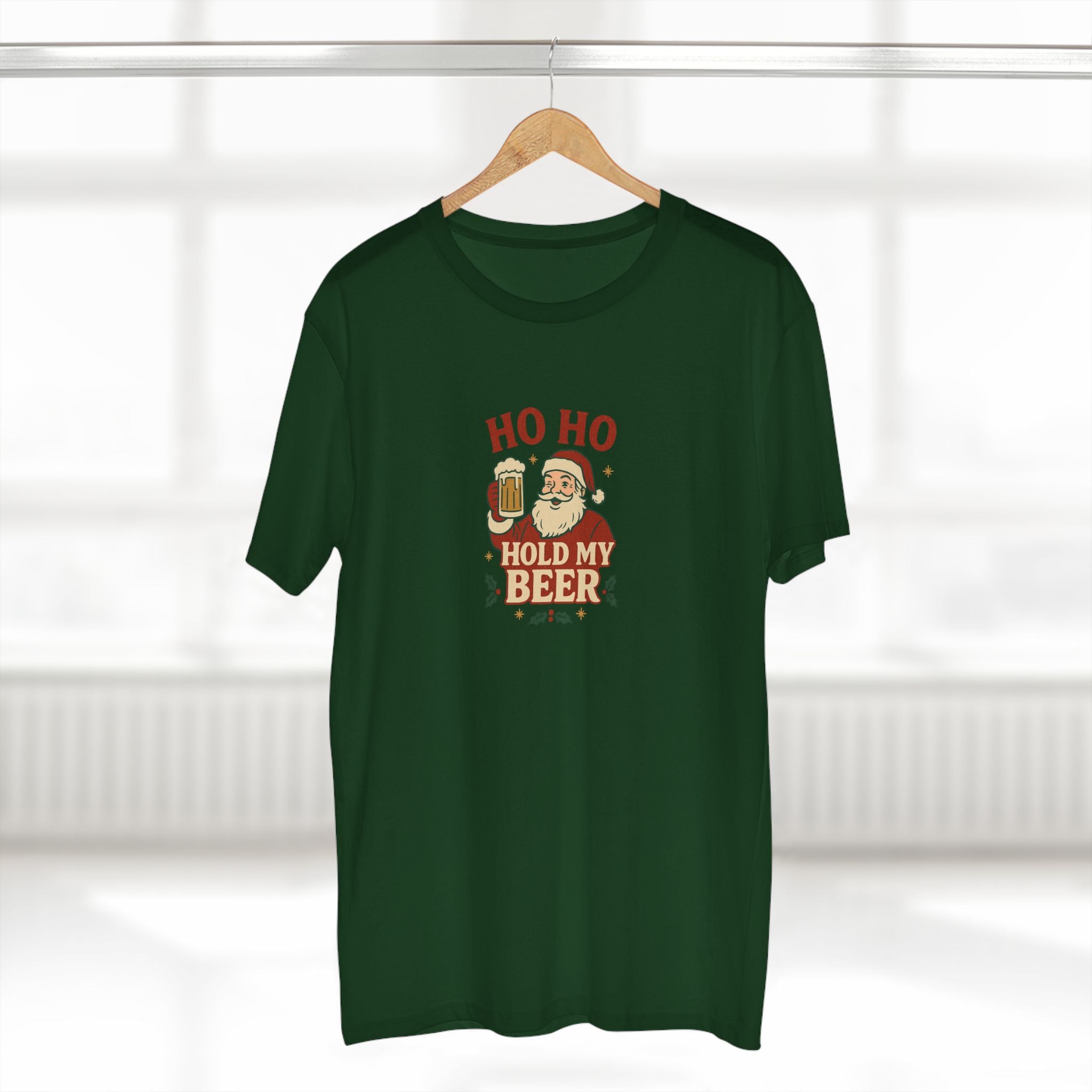 Christmas T-Shirt — "Ho Ho Hold My Beer" Santa Funny Holiday Tee