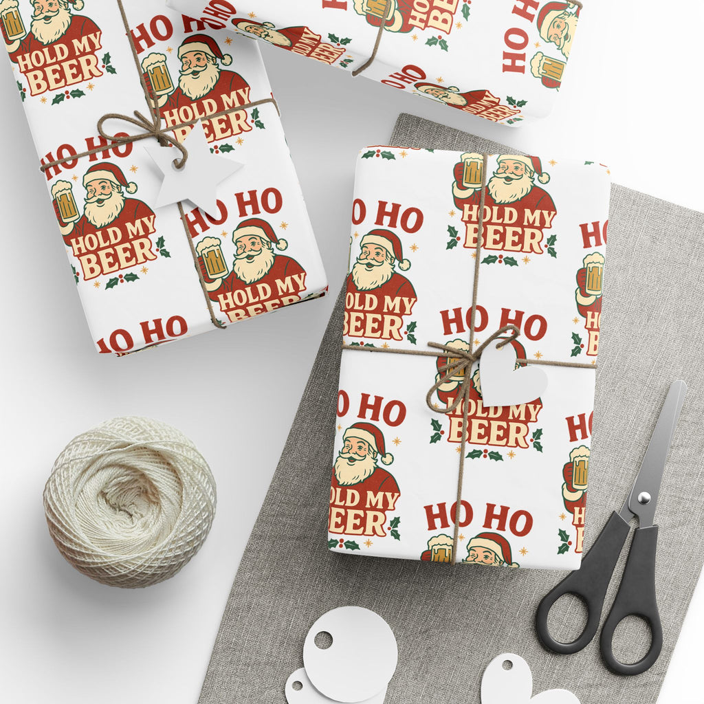 Retro Santa 'Ho Ho' Christmas Wrapping Paper – Vintage Holiday Gift Wrap