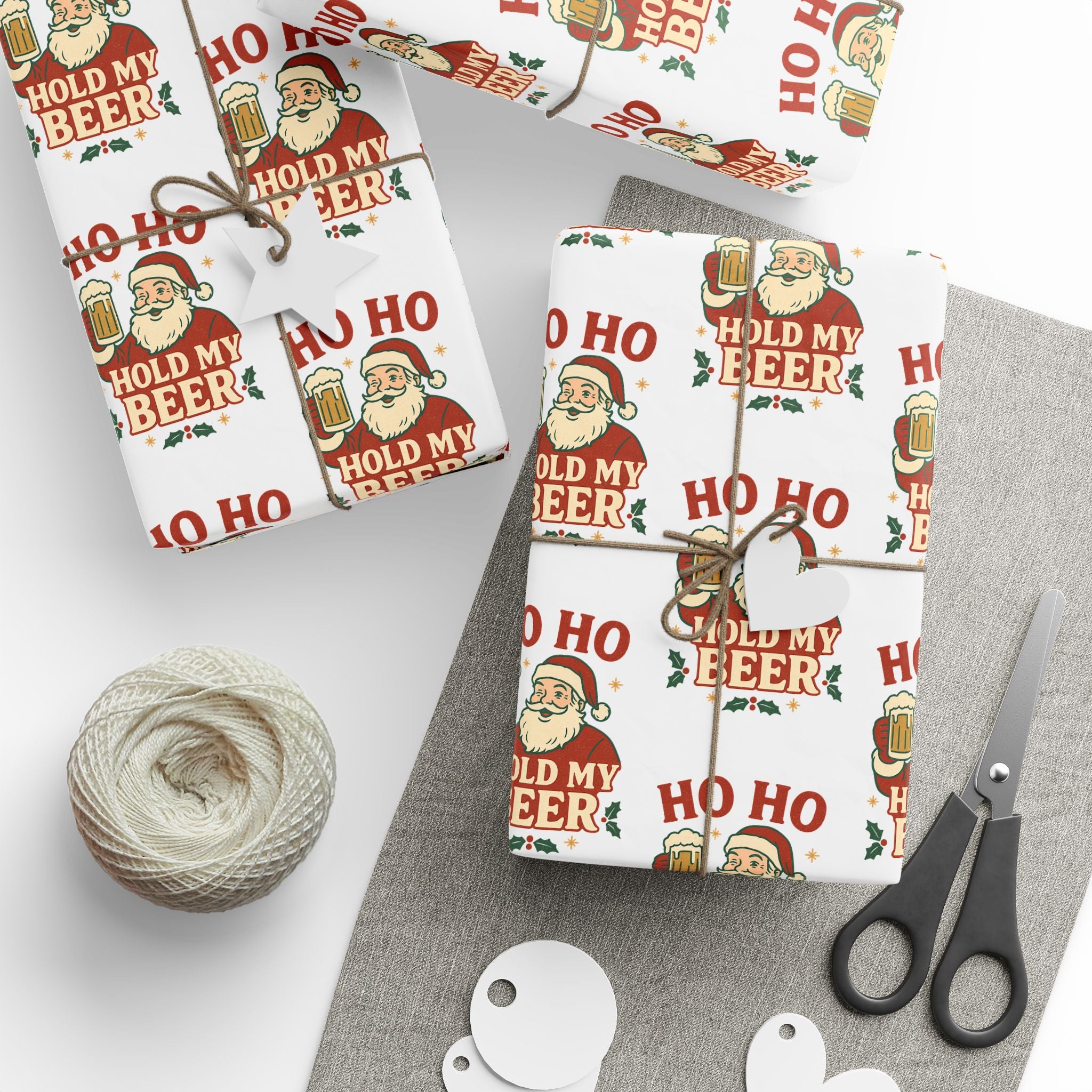 Retro Santa 'Ho Ho' Christmas Wrapping Paper – Vintage Holiday Gift Wrap